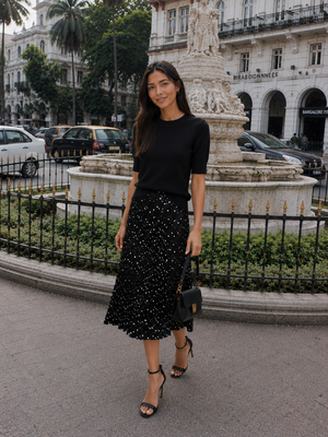 Classic Polka Midi Skirt