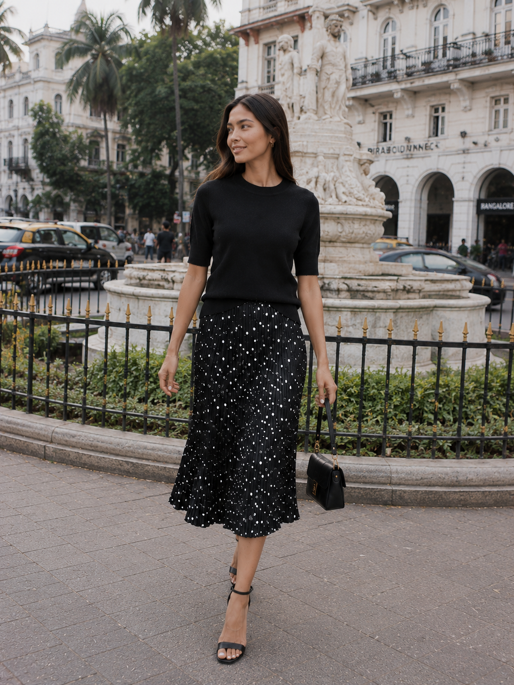 Classic Polka Midi Skirt