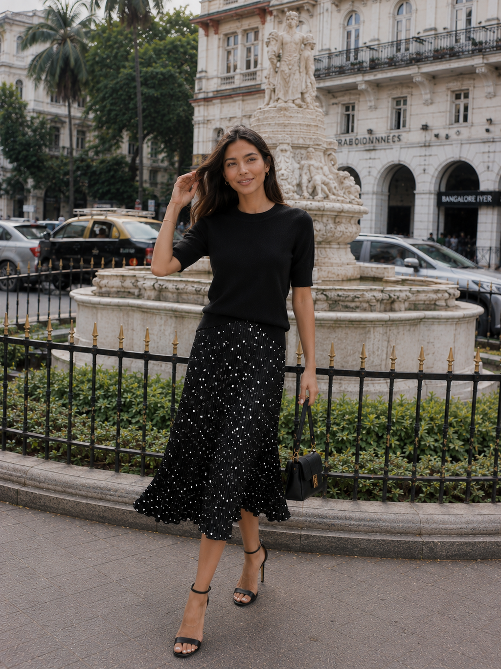 Classic Polka Midi Skirt