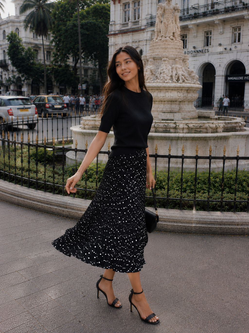 Classic Polka Midi Skirt