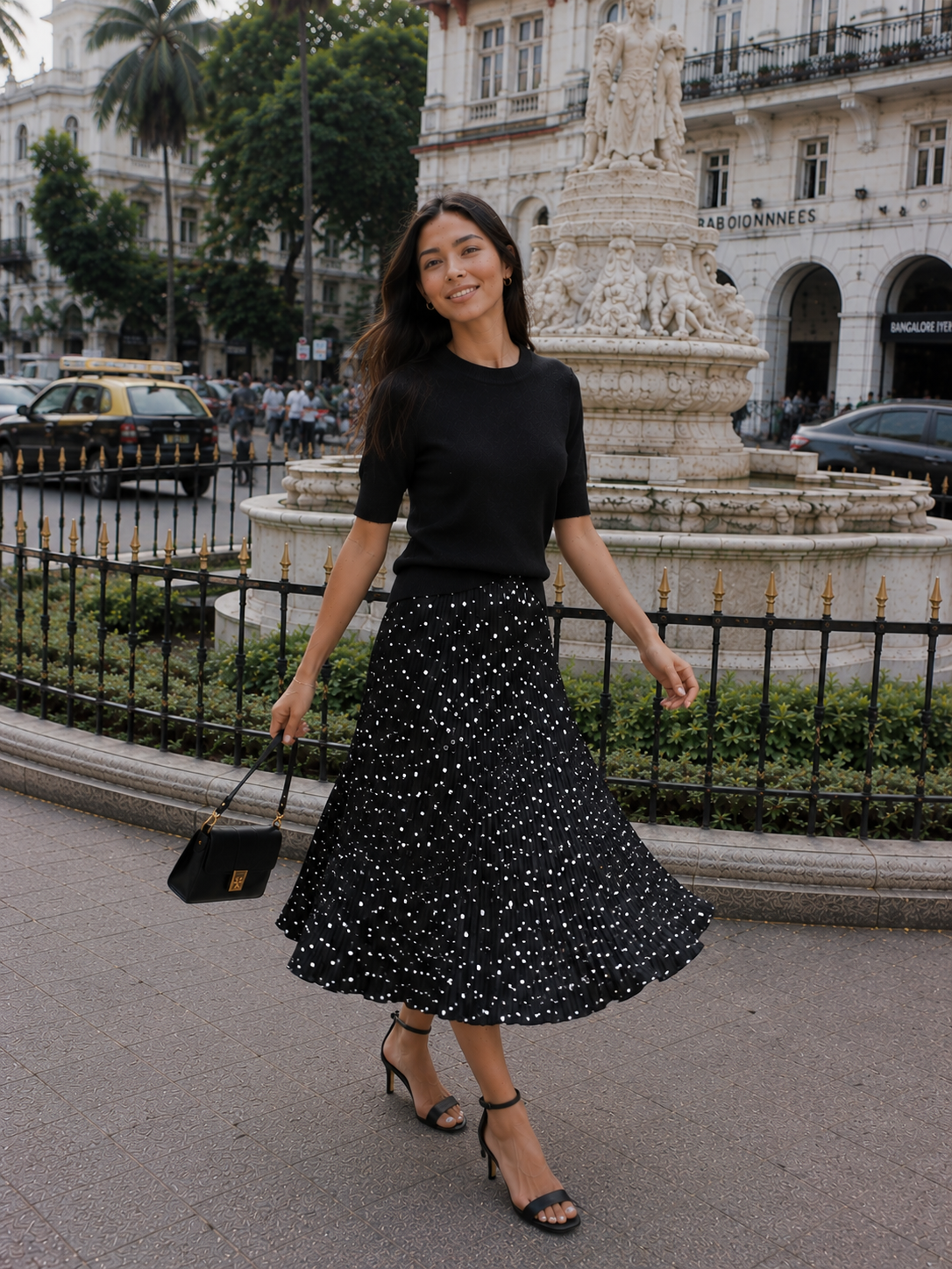 Classic Polka Midi Skirt