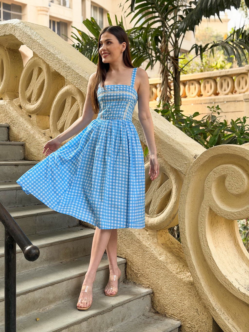 Blue Gingham Midi