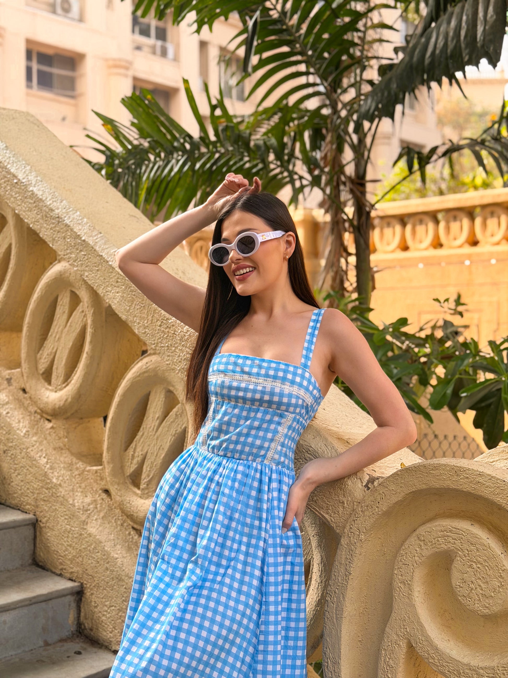 Blue Gingham Midi