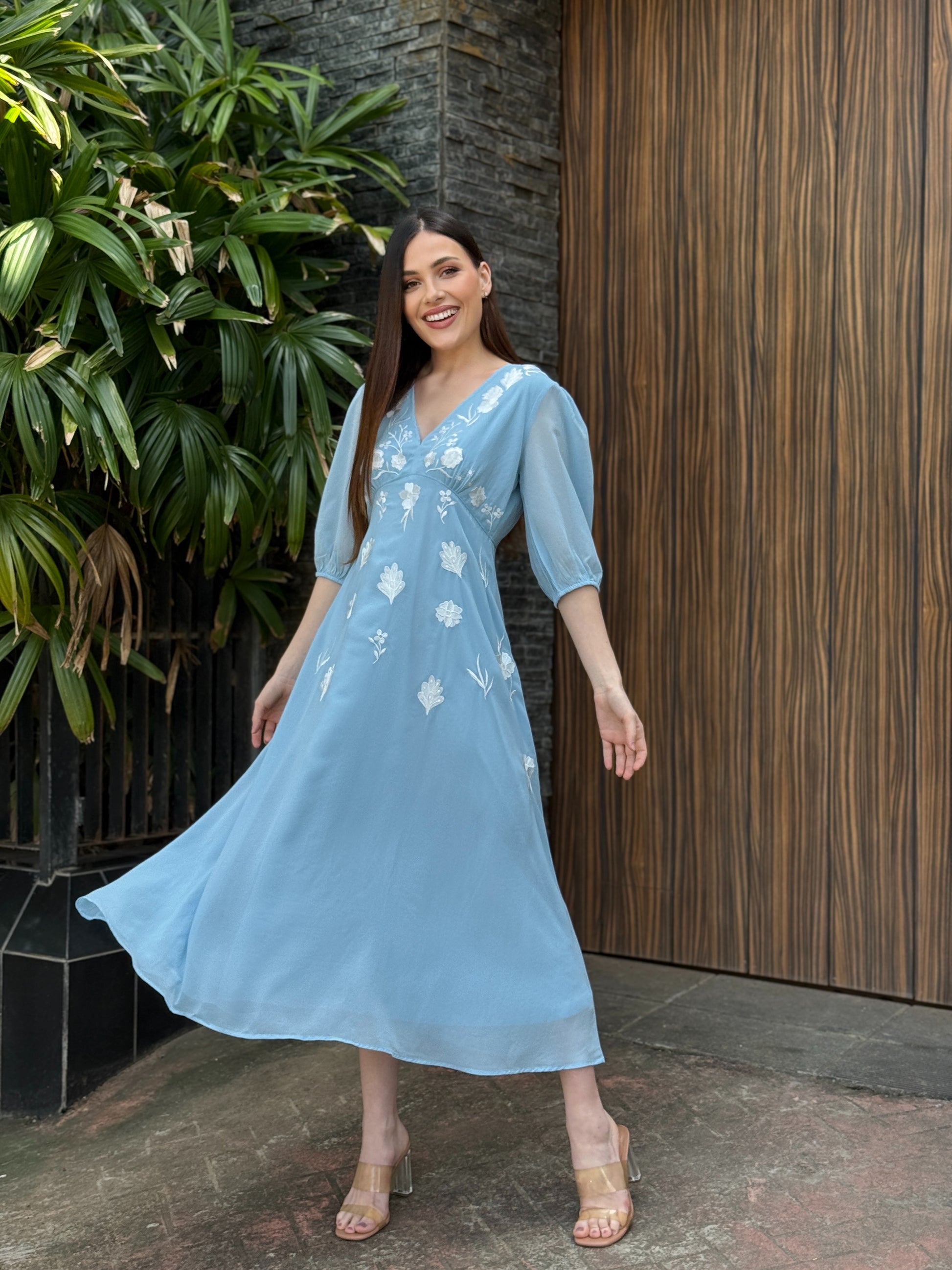Blue Grace Midi Dress