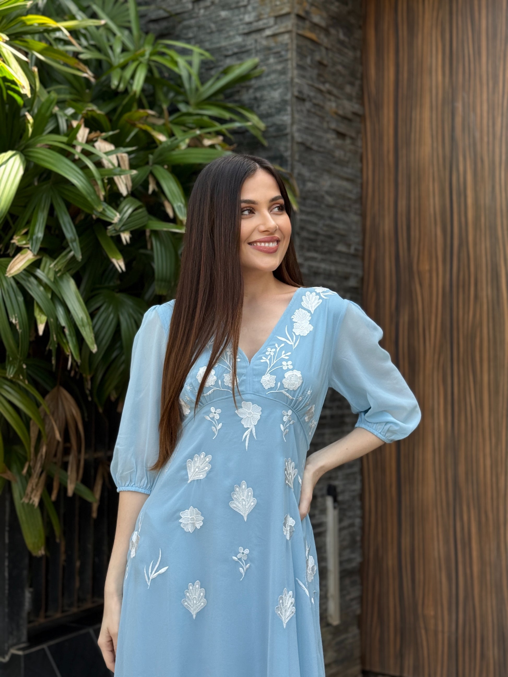 Blue Grace Midi Dress