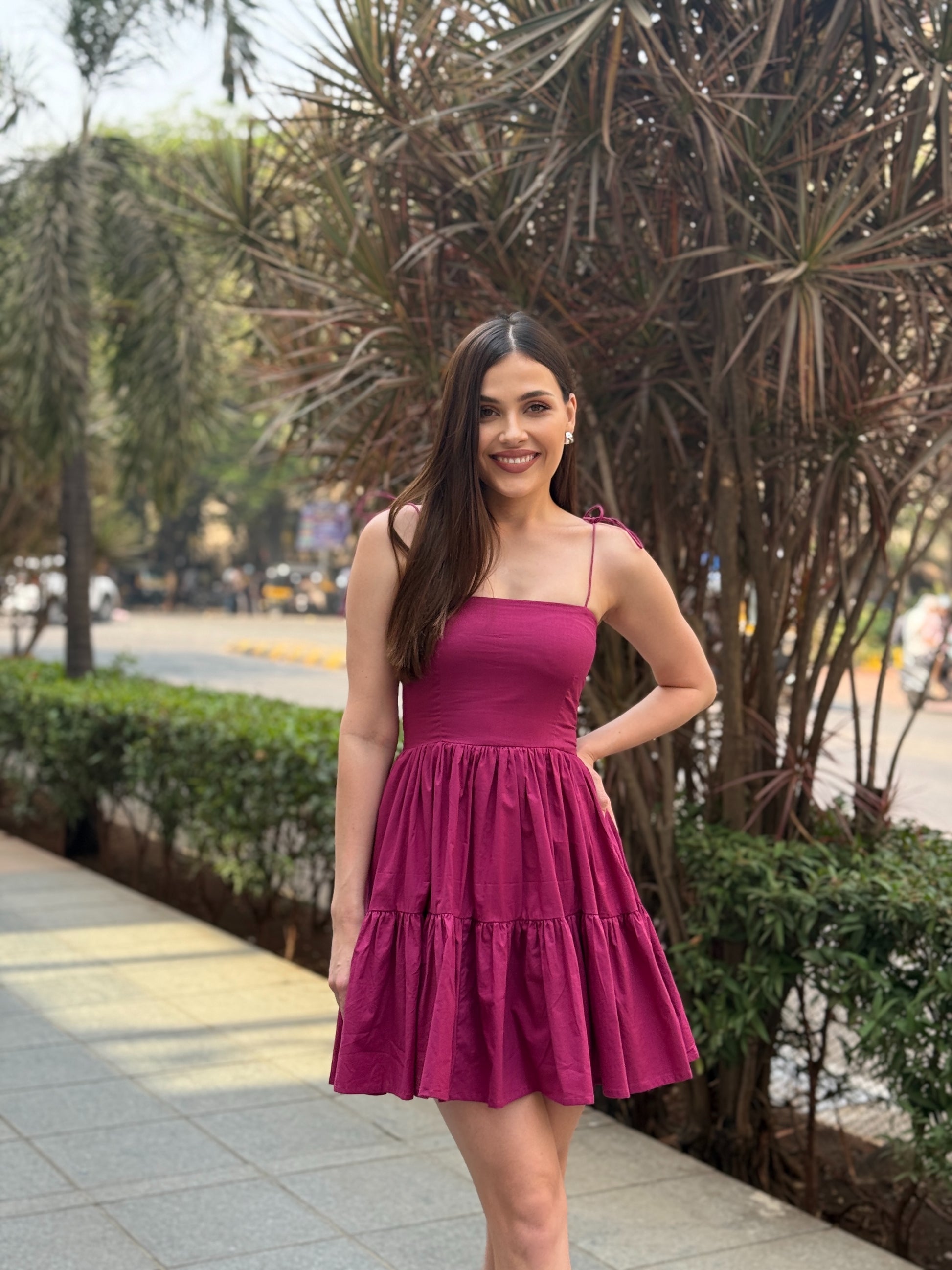 berry summer mini cotton western dress