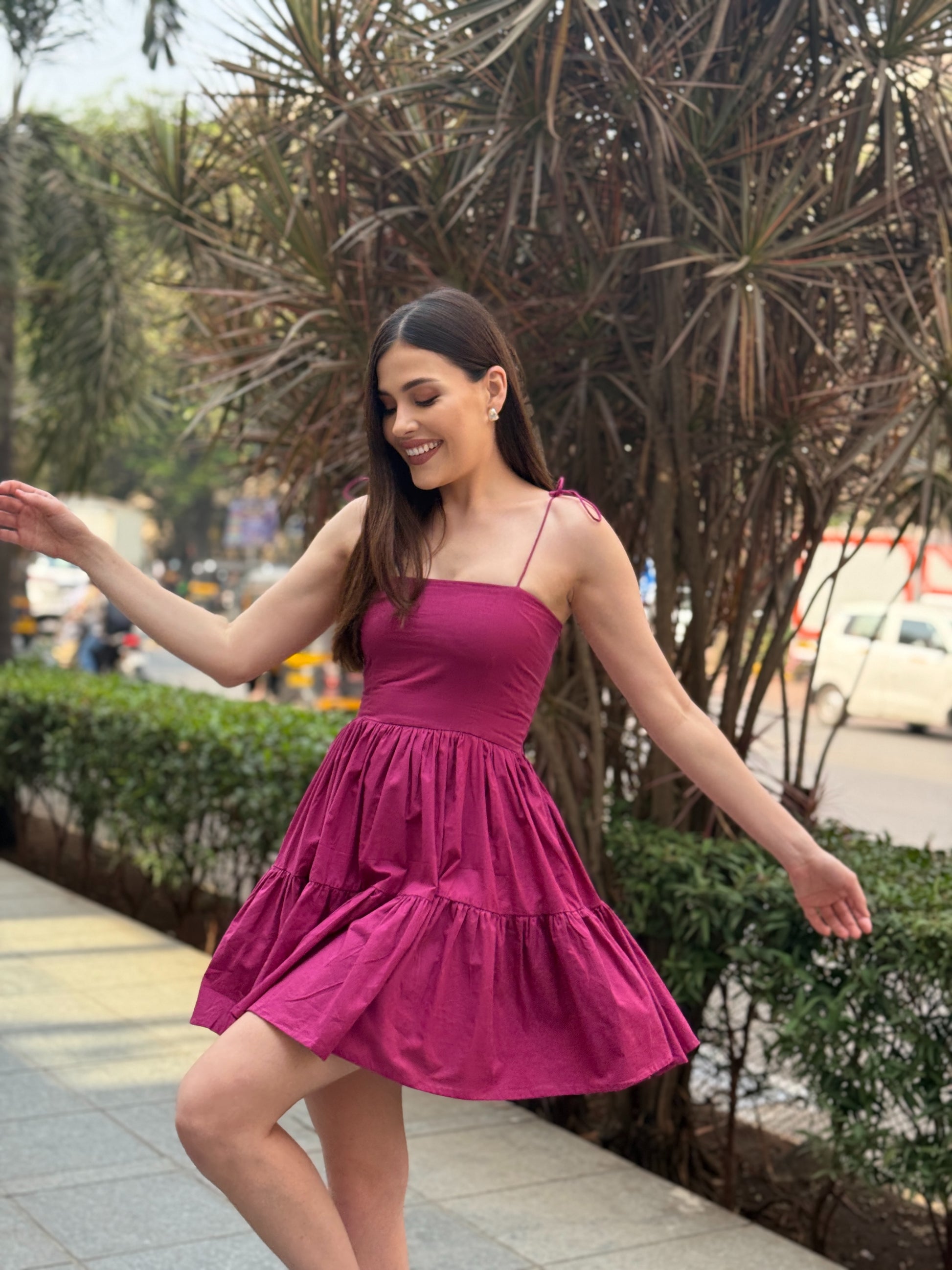 berry summer mini cotton western dress flared