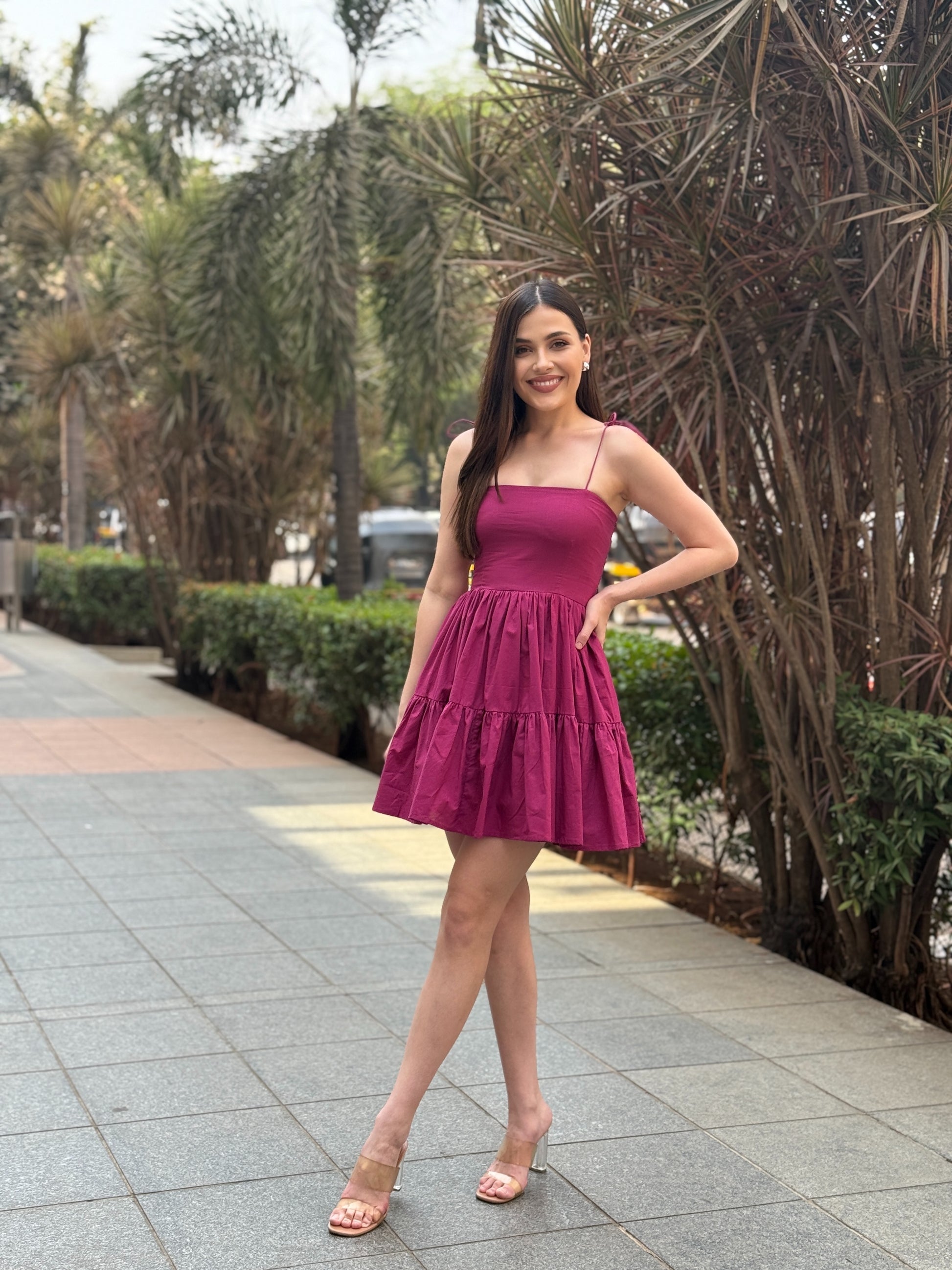 berry summer mini cotton western dress chic