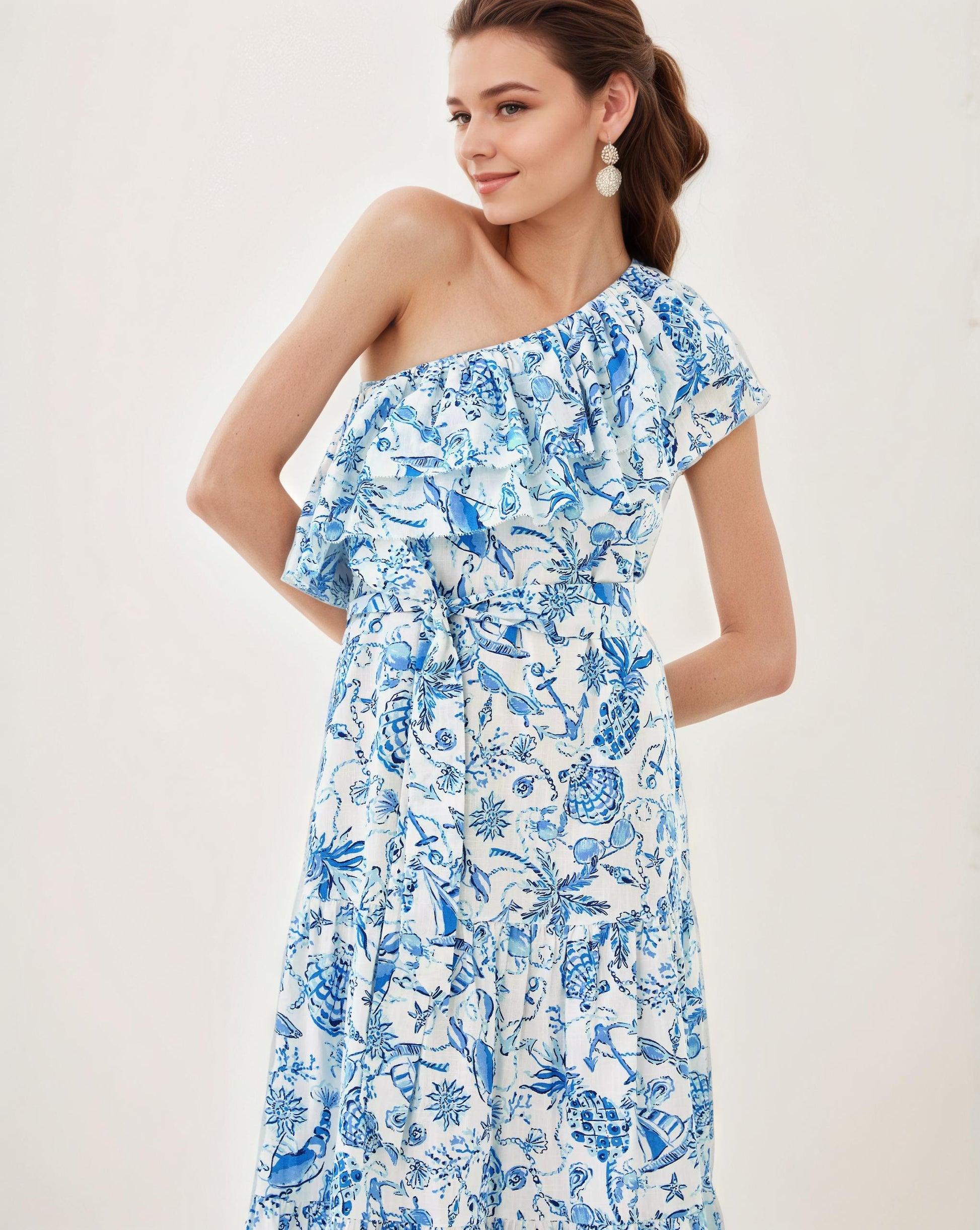 floral midi, blue midi, beach dress relaxed fit, 