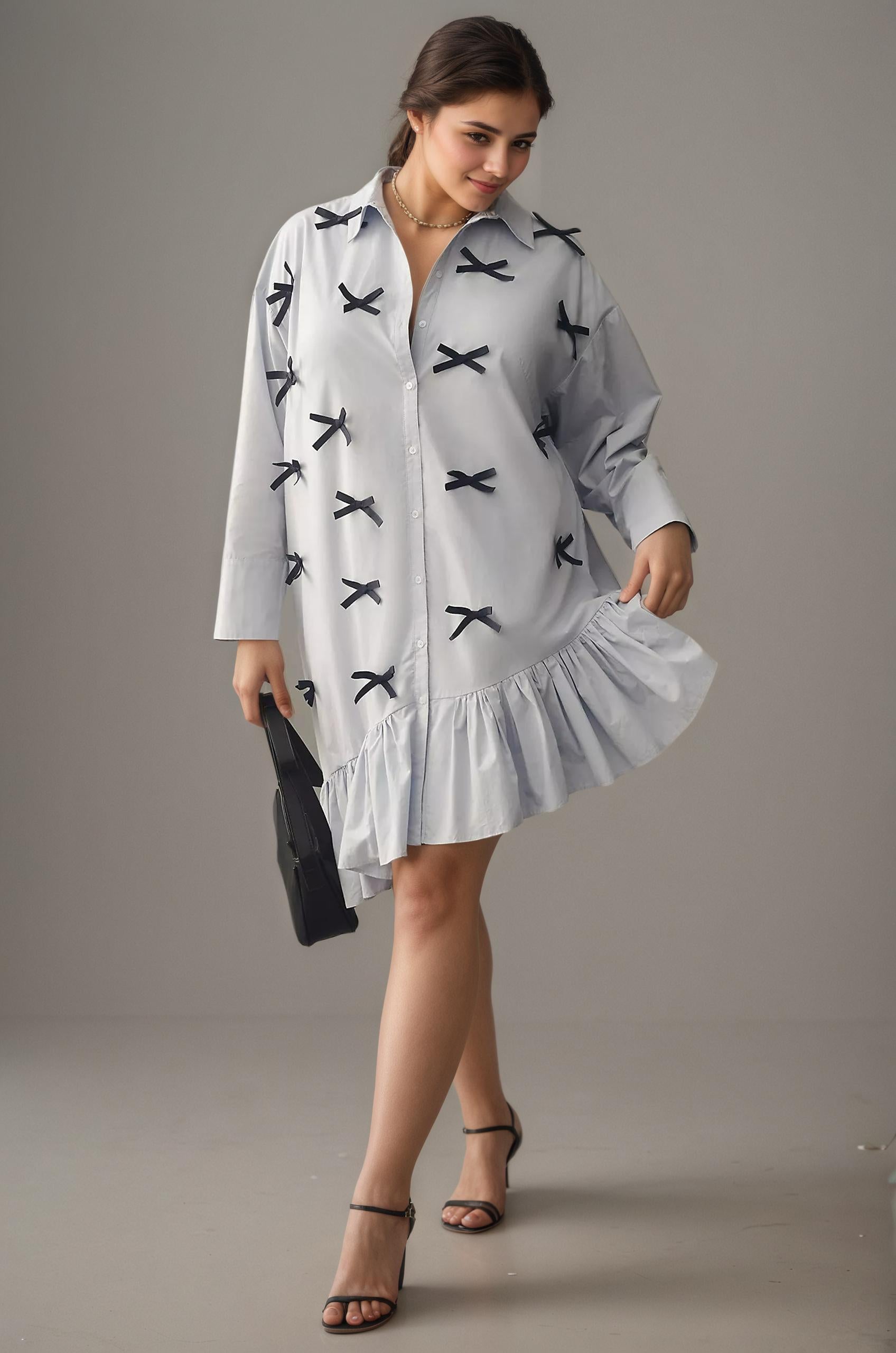 shirt dress with a bow, bow shirt dress, shirt dress, plus size shirt 