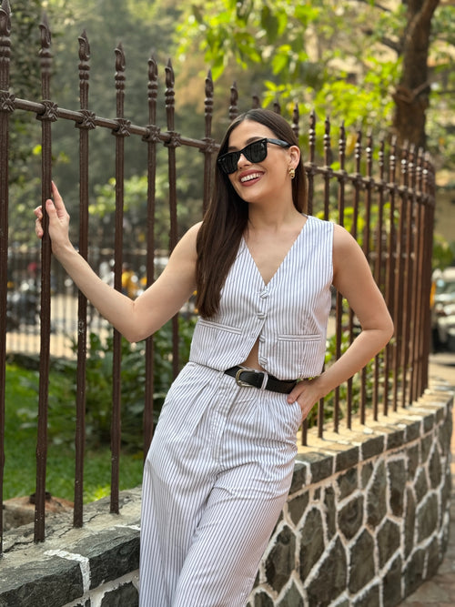 striped elegant waistcoat office style