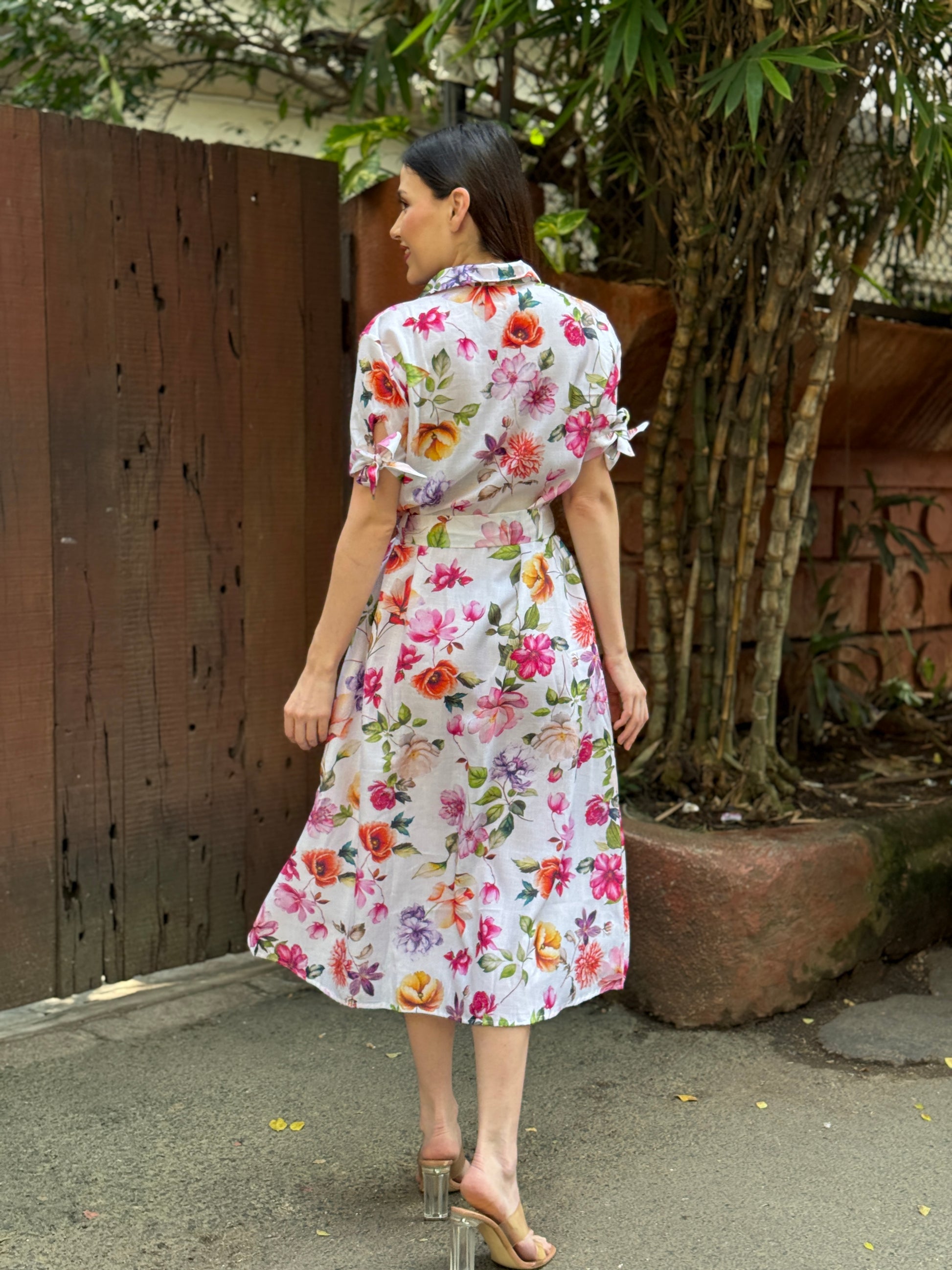 floral dress back , outdoor style