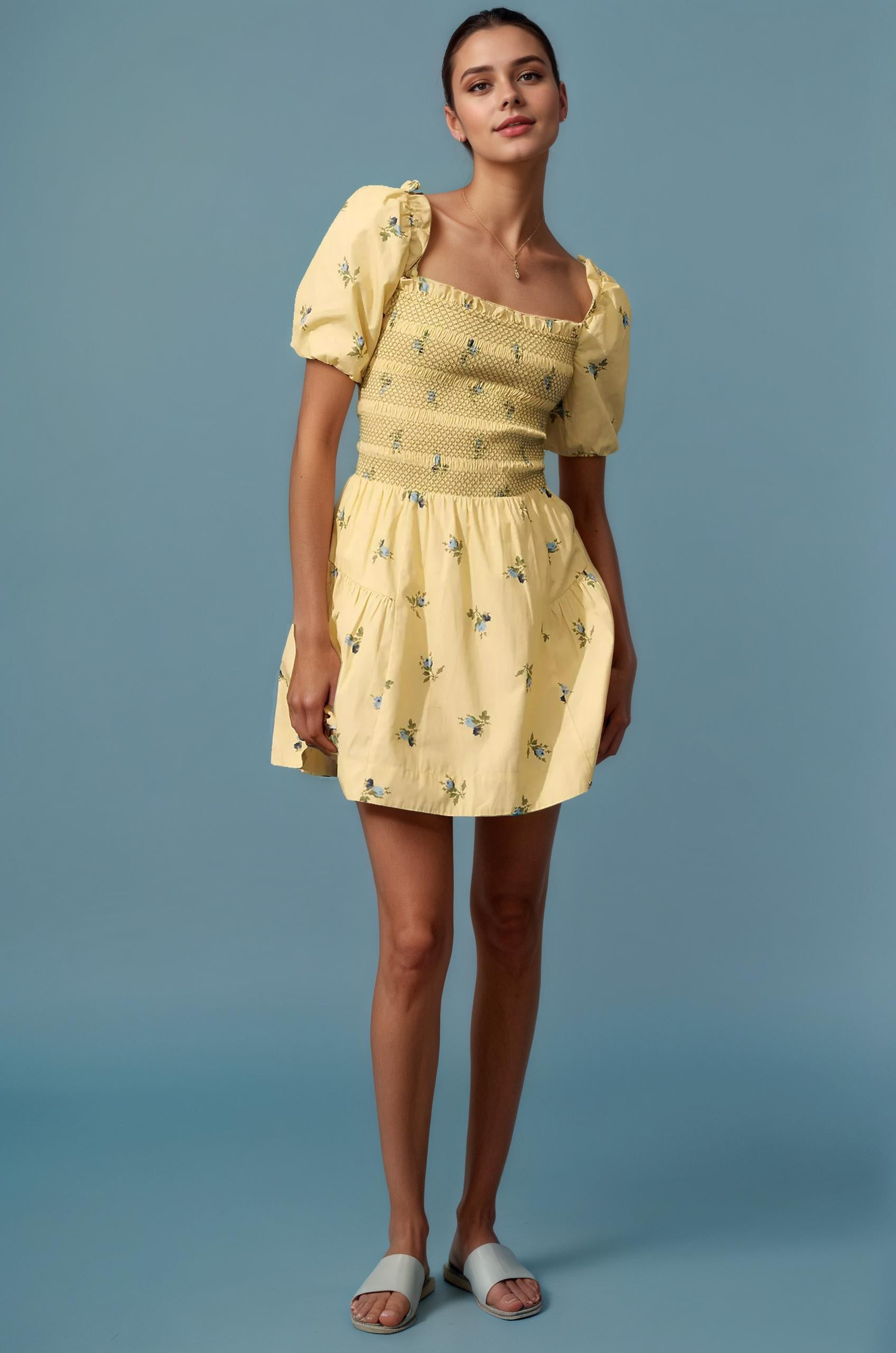 floral mini dress, puff sleeve dress, cute dress, 