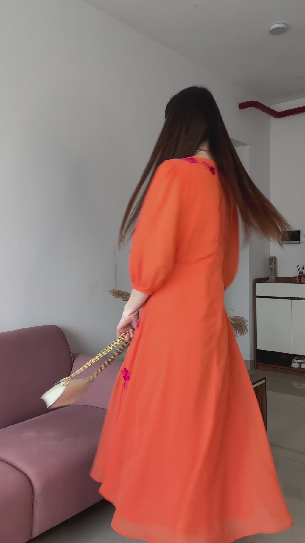 Coral Grace Midi Dress