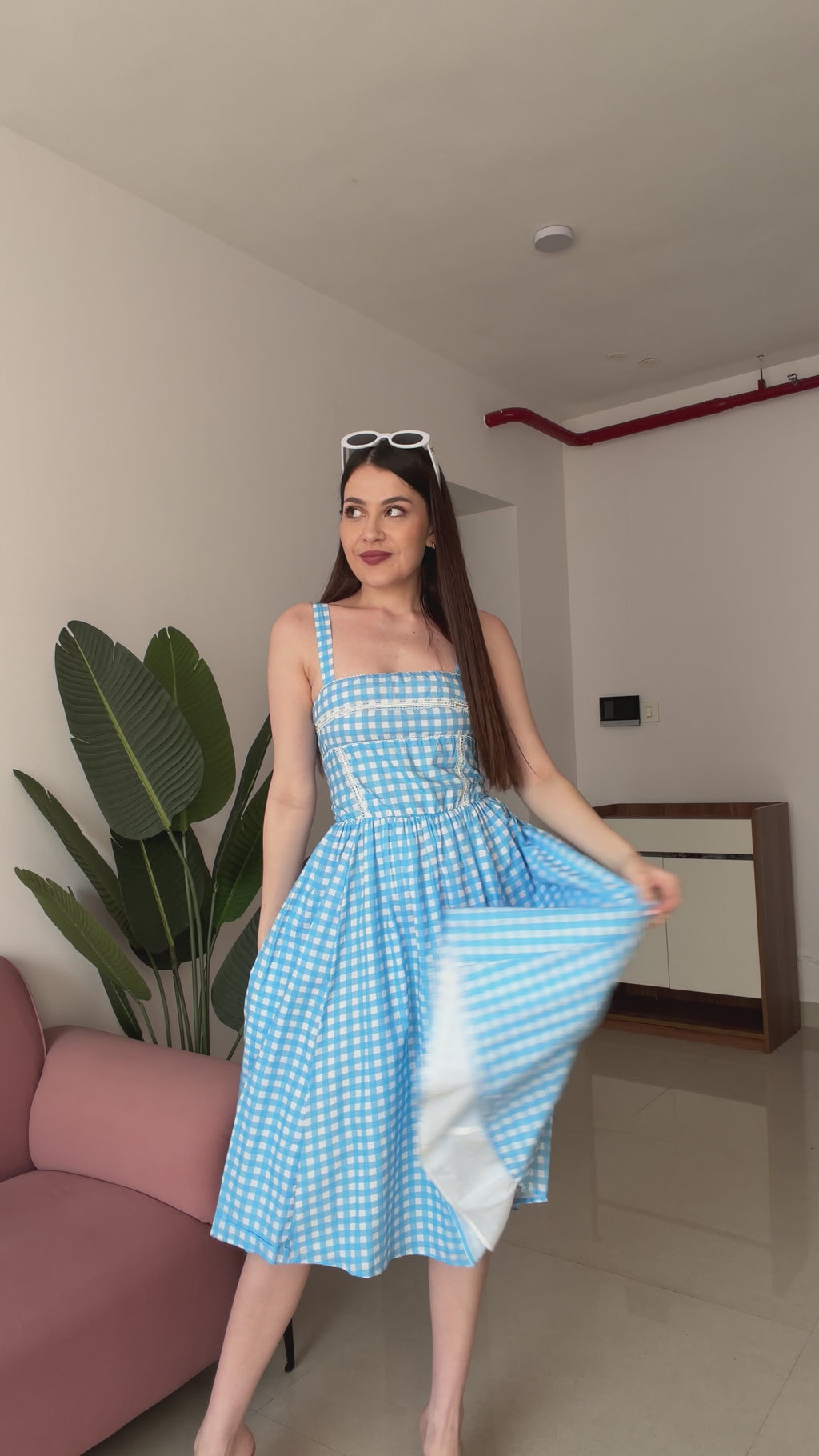 Blue Gingham Midi