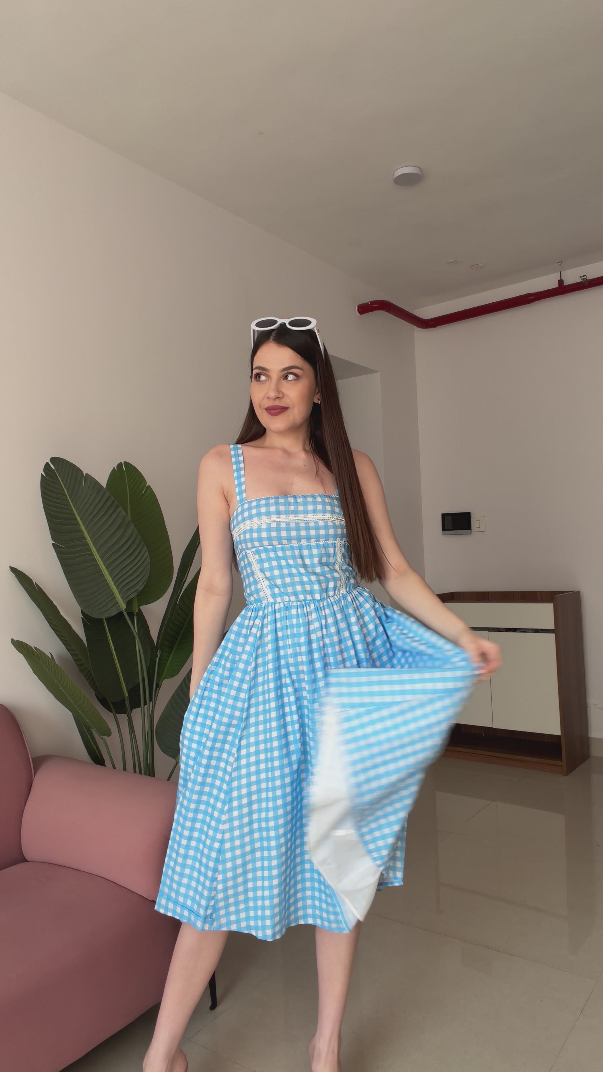 Blue Gingham Midi