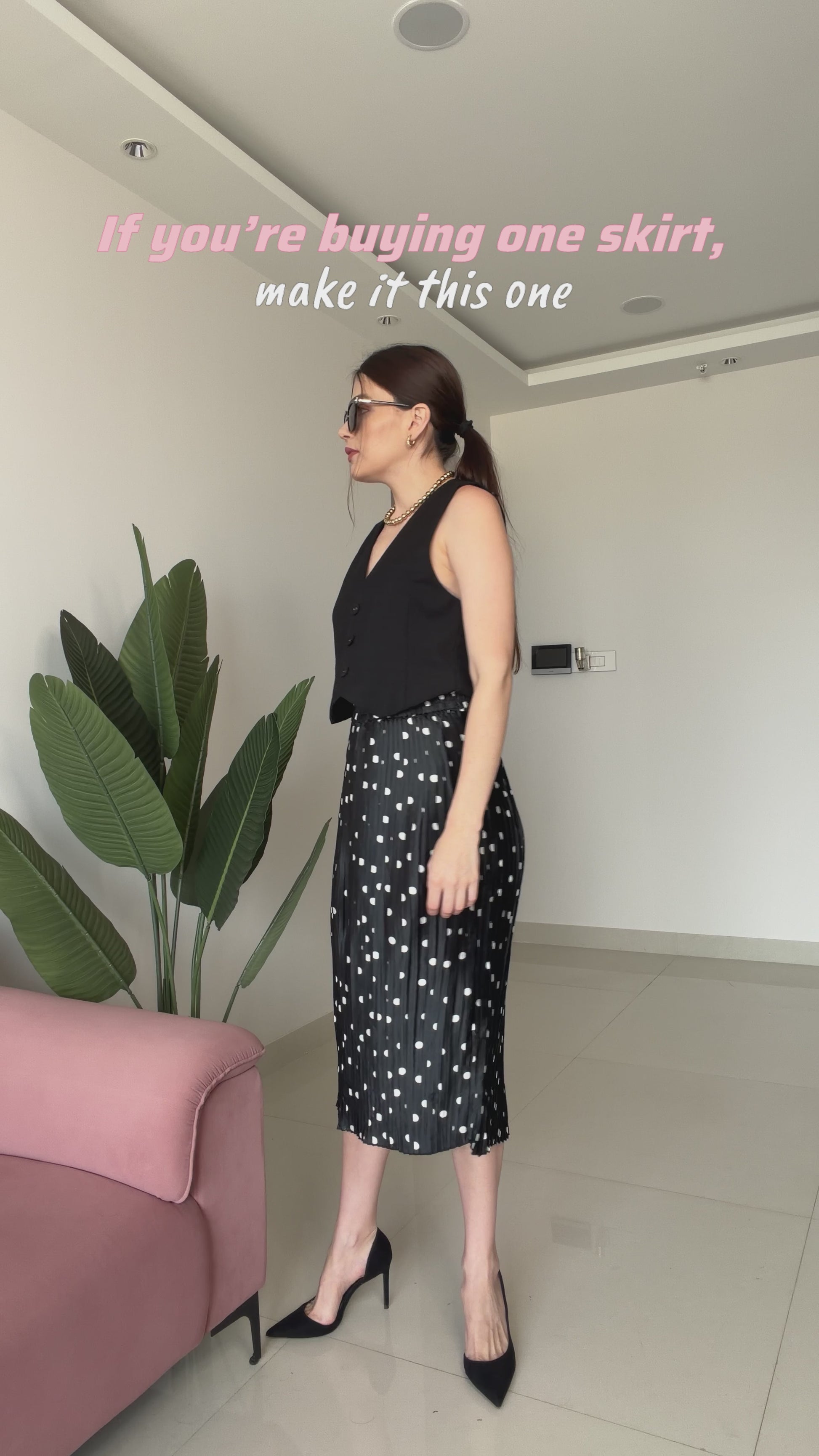 Classic Polka Midi Skirt