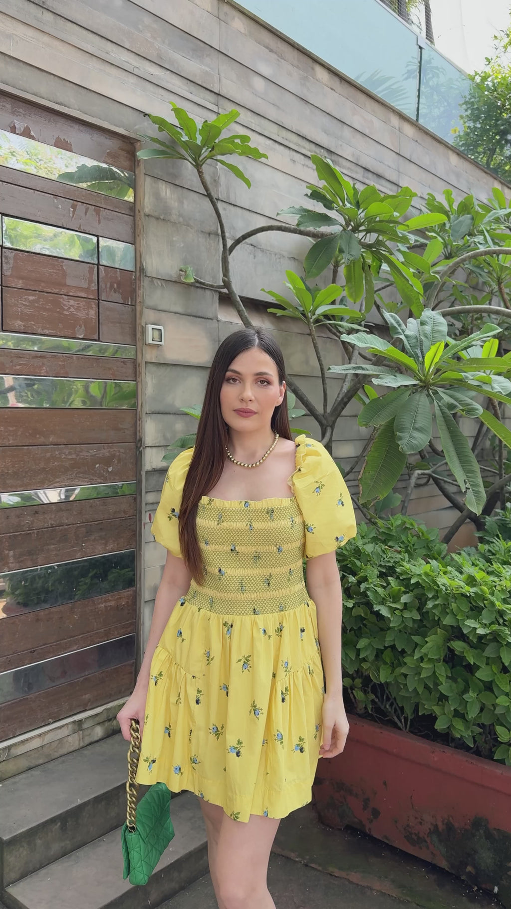 Daisy Puff-Sleeve Mini Dress