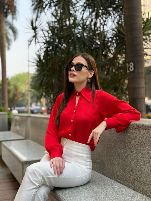 red western silk shirt elegant vibrant color