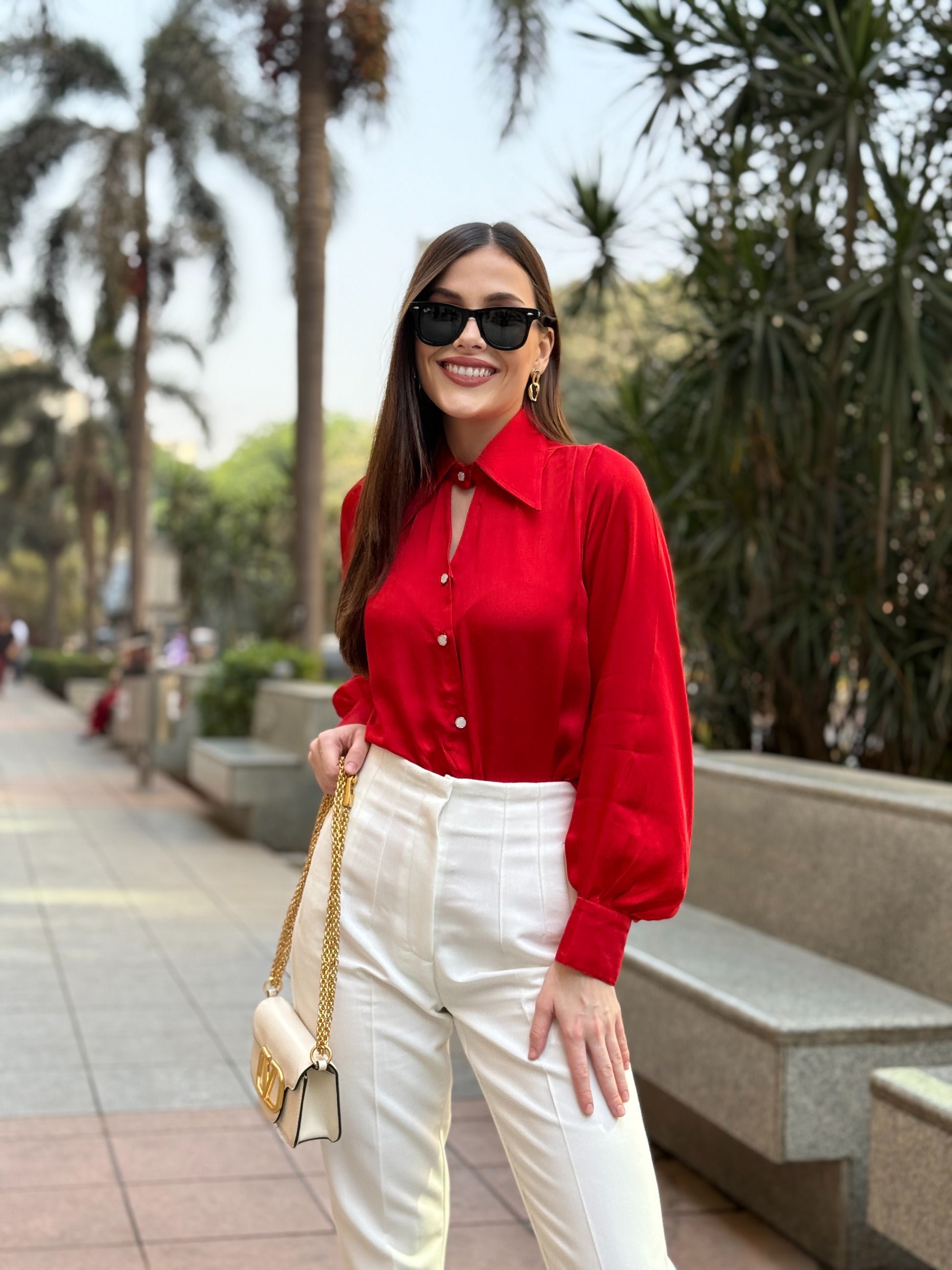 red western silk shirt elegant office style
