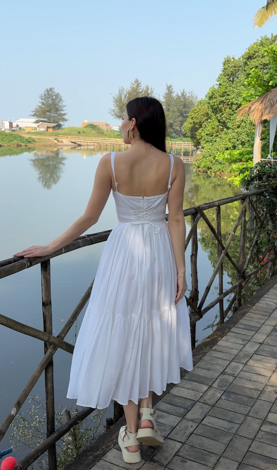 white cotton midi dress western