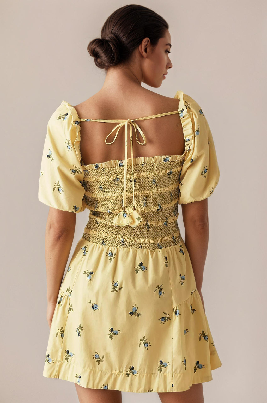 floral mini dress, puff sleeve dress, cute dress, western women wear
